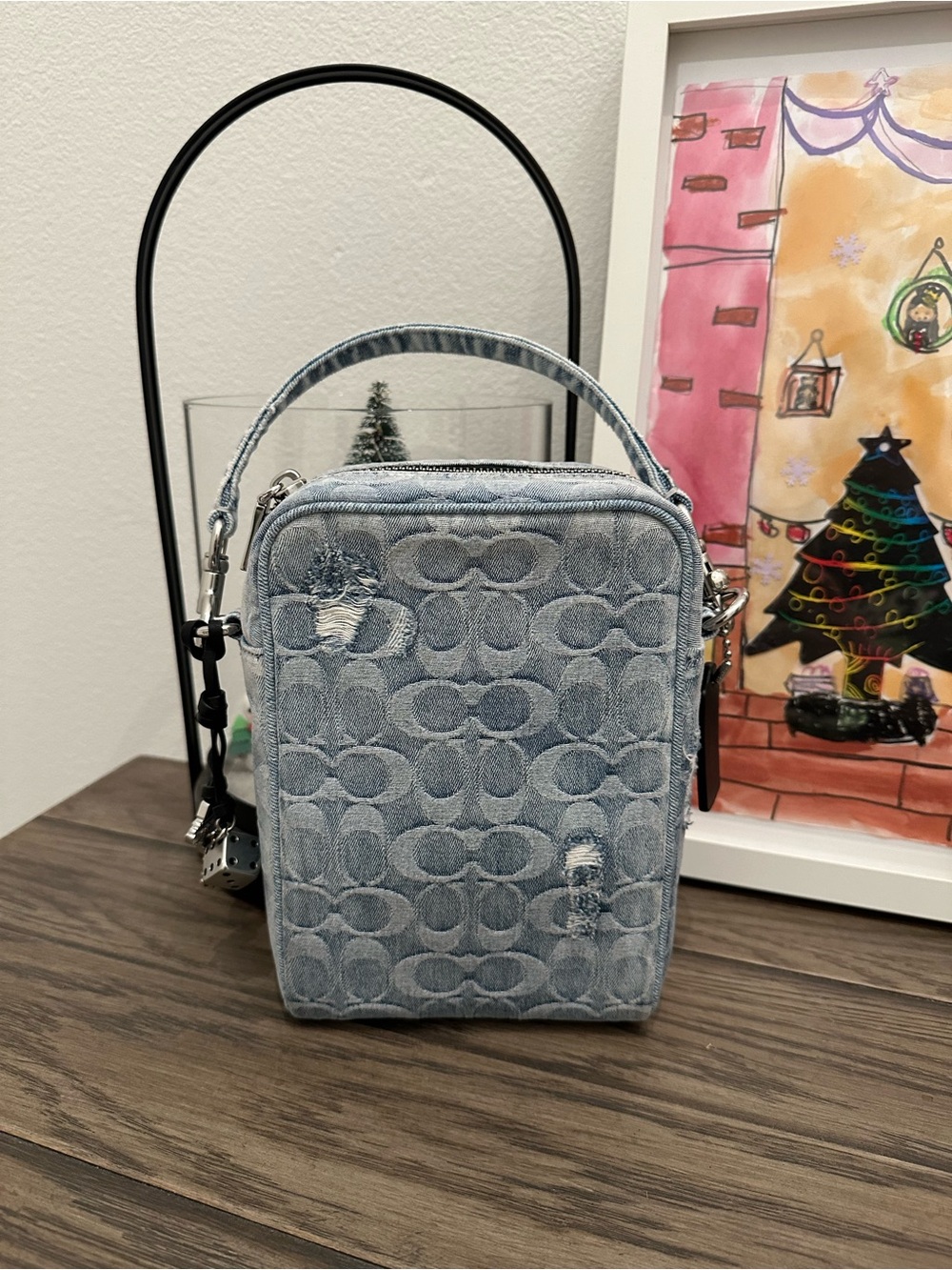 NWT Coach Tristan Crossbody Bag 14 In Loved Signature Denim With Charms  CET70